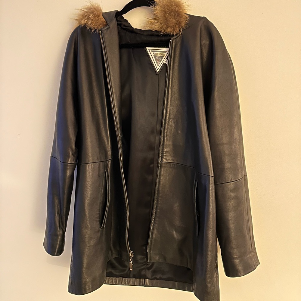 Rare vintage Marvin Richards Genuine Leather Zip Up Coat